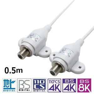 アンテナケーブル すき間ケーブル 0.5m 50cm サッシ 窓枠ケーブル 極細 2K 4K 8K 衛星放送 地デジ BS CS 対応 F型接栓タイプ タローズ TS-ASM05WH