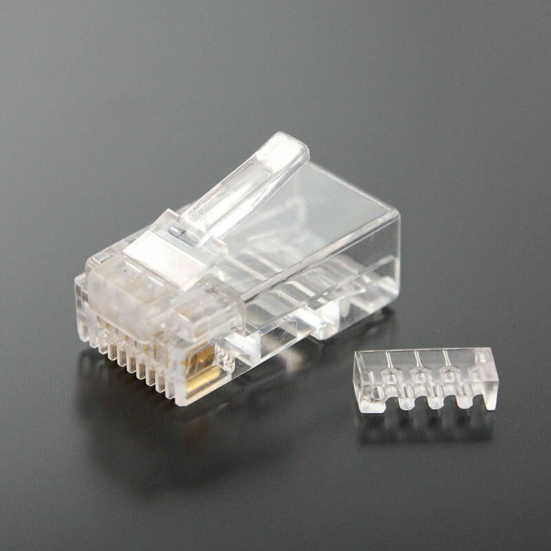 RJ45プラグ　CAT6　8極8芯　単線/撚り線共用2ピース　50μ金メッキ　500個入[CRJ45K6-500P2]