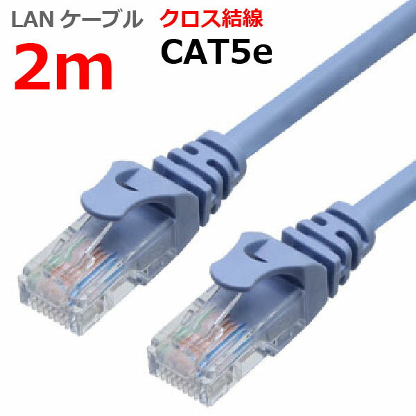 LANケーブル CAT5e 2m クロス カテゴリー5e ランケーブル つめ折れ防止 スリムコネクタ 1年保証 TARO 039 S ライトブルー CBC5EX-020-BL