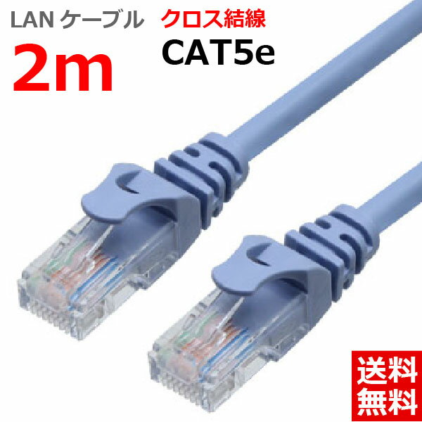LANケーブル CAT5e 2m クロス カテゴリー5e ランケーブル つめ折れ防止 スリムコネクタ 1年保証 TARO'S ライトブルー CBC5EX-020-BL ポスト投函便 送料無料