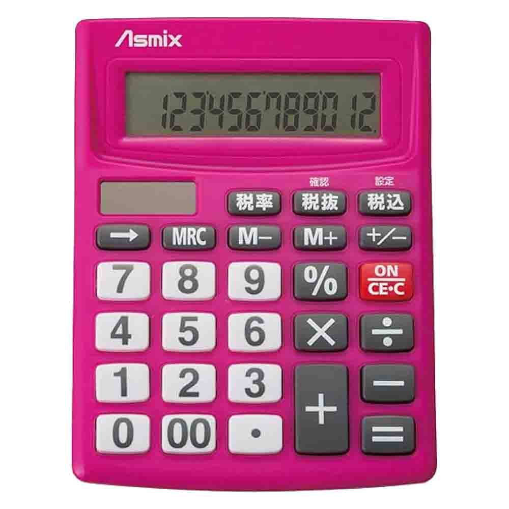 ビジネス電卓 12桁 ピンク カラー電卓 新消費税対応 税計算 ビジネス 家計簿 文字が大きい 見やすい 読みやすい かわ…