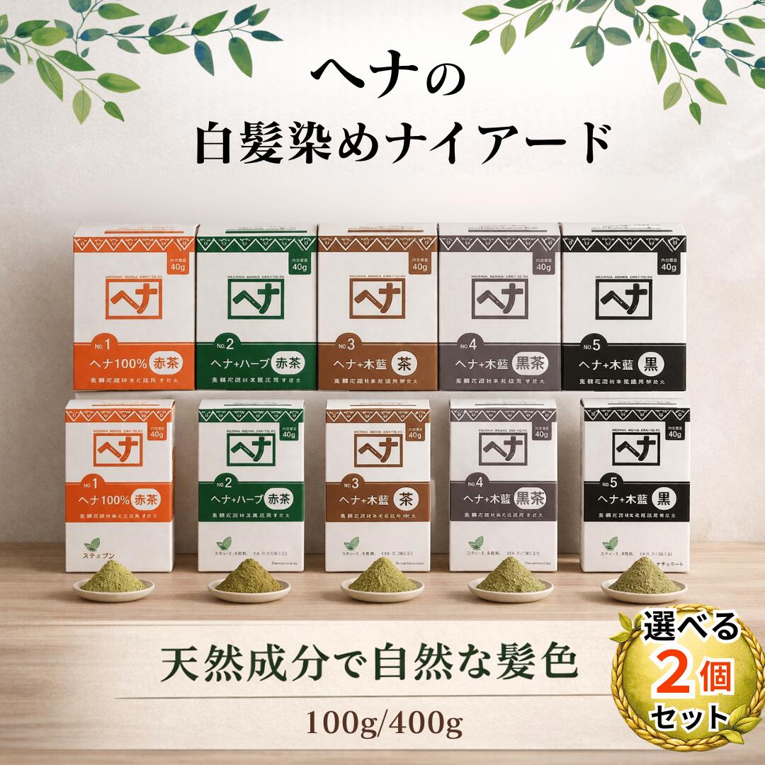 ナイアード ヘナ 白髪染め 100% 天然 黒 400g 400 茶 木藍 黒茶 ハーブ 100 100g naiad トリートメント ヘナカラー 無添加 赤茶 ナイアードヘナ ナイアードヘナ黒茶 2個セット