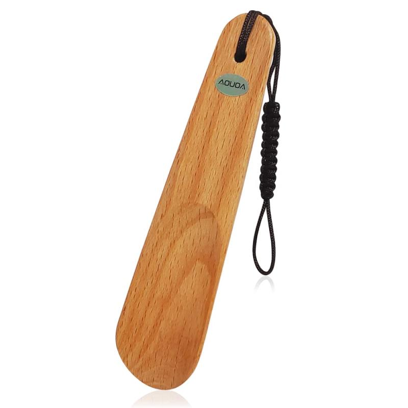[AOUOA] 靴べら 天然木（欅材料）くつべら 携帯 靴ベラ 短ヘラ 木製 ポータブル 持ち運び便利 長さ約：14.5cm 人体工学の設計