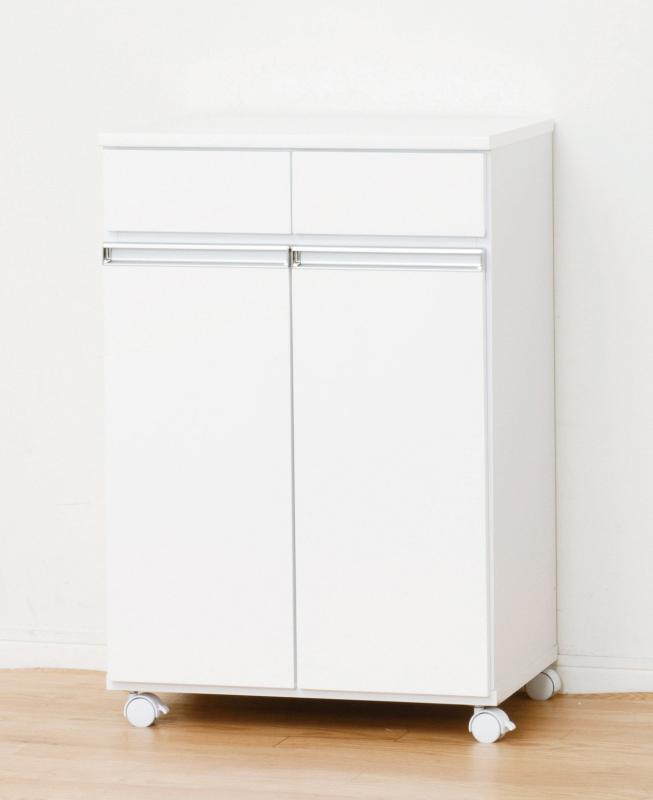 クロシオ 分別 ダイニングダストボックス 2D ホワイト塗装 幅55cm アルミ取手 19L スイングペール 2ヶ付 [2]