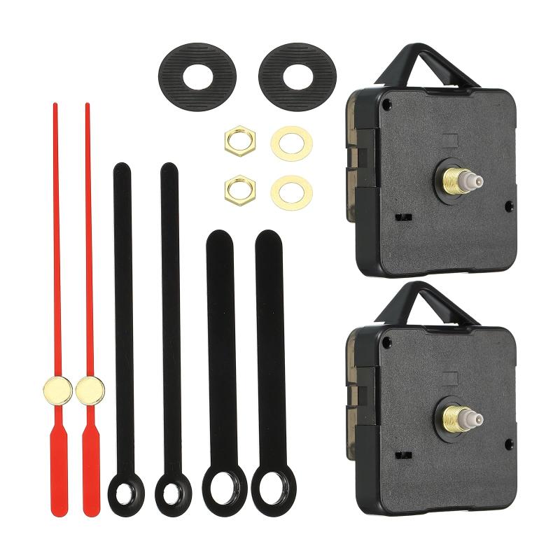 PATIKIL クォーツ時計機構交換キット 2セット DIY壁掛け時計 アルミニウム針 ミュートムーブメント ブラック