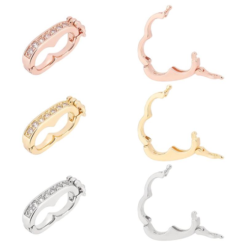 OLYCRAFT 6個3色 ショートナークラスプ ネックレスショートナークラスプ キュービックジルコニア ショートナー パールエンハンサークリッククラスプ 安全チェーン ネックレスチェーン用