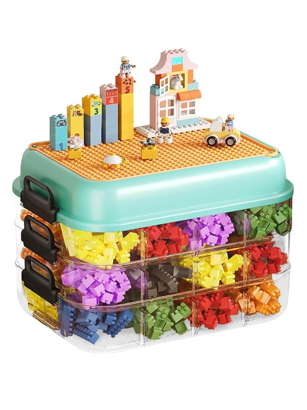 積み重ね可能な容器の引出しが付いている Lego の煉瓦のための 3+1 層のプラスチック貯蔵のオルガナイザー箱大箱は子供のおもちゃを多層設計します 容量 工芸の供給 蓋およびハンドルのブ