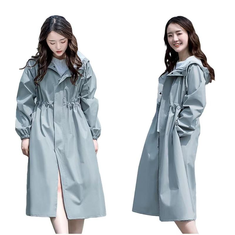 [Uroi] 晴雨兼用きれいめレインコート はっ水 レディース 防水 膝丈 Aライン UVカット アウター ジャケット 調節 トレンチコート 長袖 雨 梅雨 通勤 通学 母の日 プレゼント