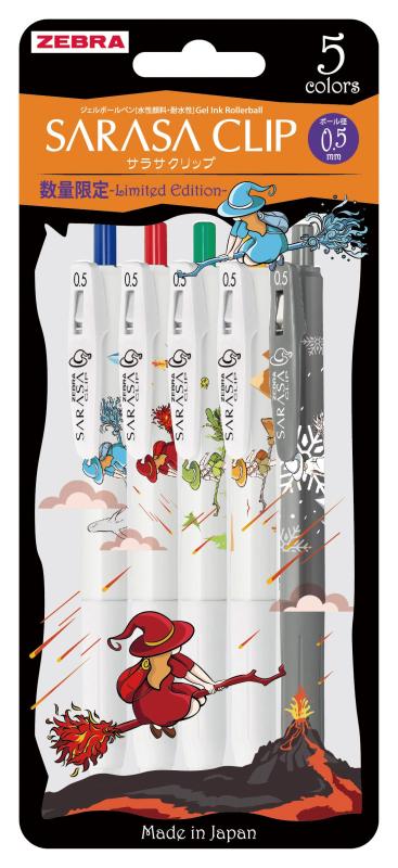 ゼブラ ジェルボールペン サラサクリップ 0.5mm 魔女柄 5色セット JJ15-WI-5C