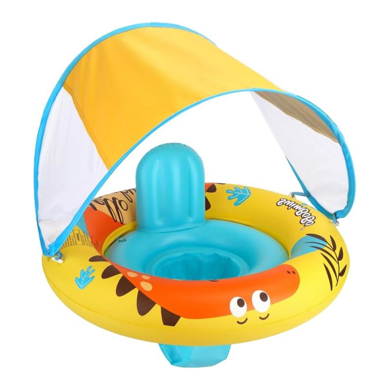 浮き輪 子供用 ベビー浮き輪 ベビーボート フロート 足入れ SPF50+ 取り外し可能なサンシェード 水泳補助具 日焼け止め 水浴 ビーチ 夏グッズ 外遊び 旅行 夏休み アウトドア 暑さ対策 3ヶ月-6