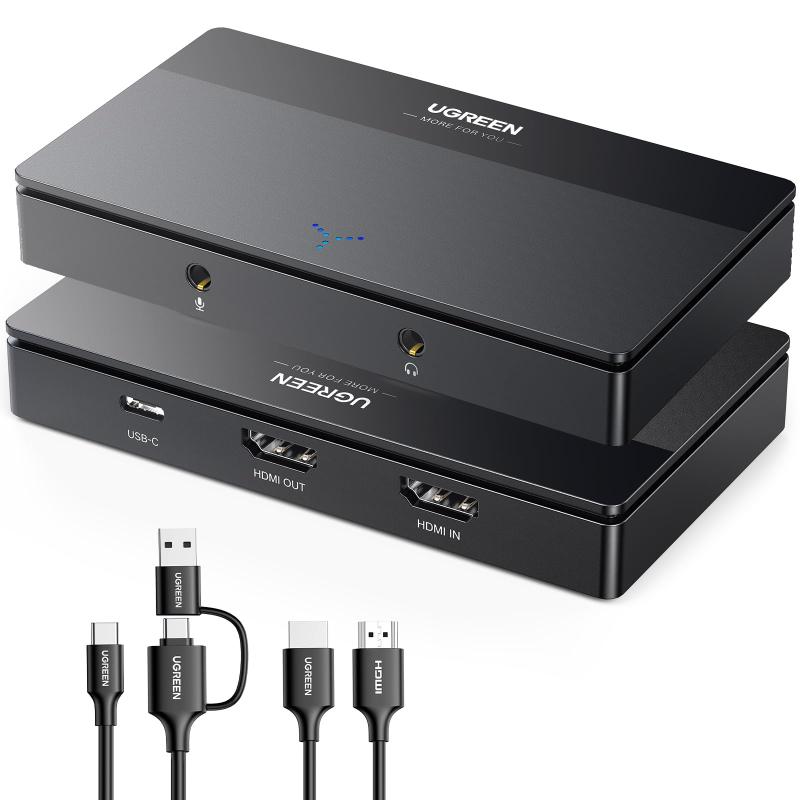 UGREEN 4K HDMI キャプチャーボード パススルー機能 4K@60Hz /1080P 60Hz 低遅延 ゲーム実況生配信 会議 ライブ配信 録画 画面共有 Switch PS5/PS4 Xbox Wiiu対応 Mac/Windows/Linux