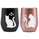 猫グッズ プレゼント 猫 マグカップ 猫好きプレゼント猫柄グッズ ズ 人気 プレゼント誕生日 バレンタインデー 夫婦 ペア ステンレスタンブラー 贈り物 ふた付き 保温保冷 真空断熱 (350ml * 2)