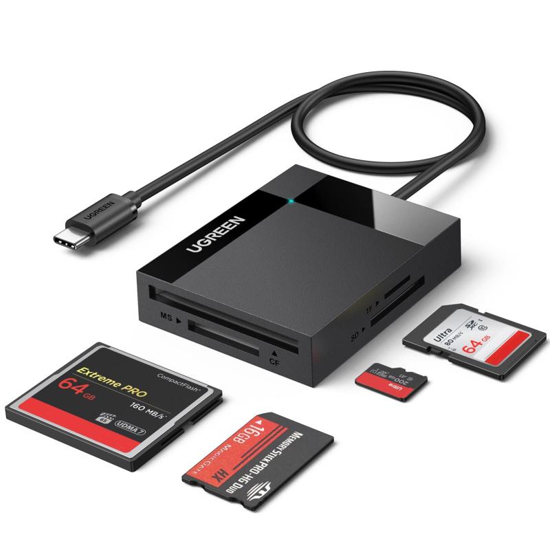 UGREEN カードリーダー USB C 4in1 SD microSD CF MS 4枚カード同時に読書 2TB Max 高速転送 SD SDXC SDHC MM CRS-MMC UHS-Iカード Windows Mac OS Android 対応