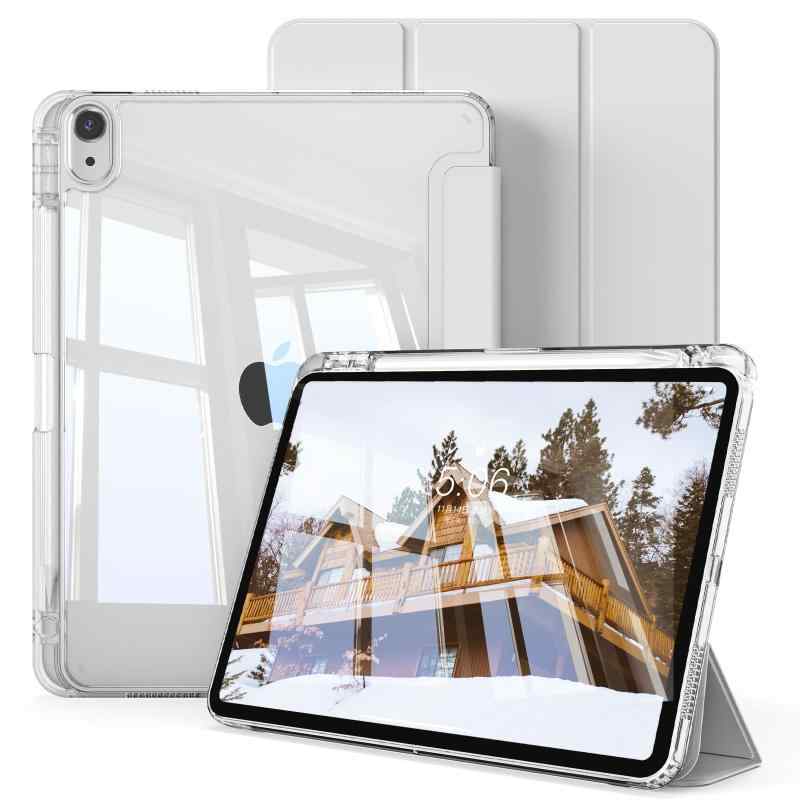 ZOPSGYU iPad 11世代（A16、2025）/iPad 10世代（2022）ケース 11/10.9インチ用 クリア全透明バックカバー ペンシル収納対応 耐衝撃 軽量 薄型 三つ折りスタンド Touch ID 対応 オートスリープ/ウェイク iP
