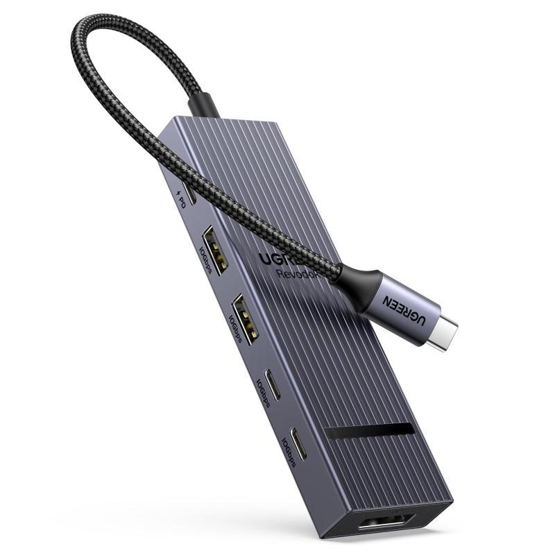 UGREEN Revodok USB-C ハブ 6in1 拡張ハブ DP出力 4K@60Hz PD100W充電 USB-A & USB-C 10Gbps 高速転送 小型 軽量 アルミ製 MacBook Windows iPad Pro 対応