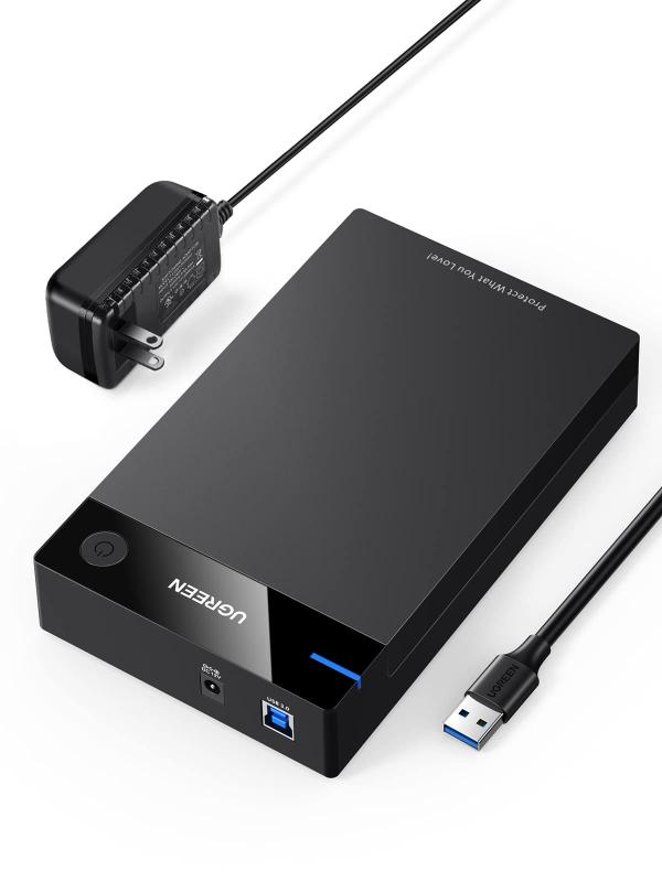 UGREEN 3.5インチ HDD ケース USB 3.2 Gen 1 ハードデスクケース 2.5/3.5インチ SATA 3.0対応 hdd/SSD ケース UASP対応 5Gbps高速転送 24TB容量対応 12V電源アダプター付属 2.5/3.5イ