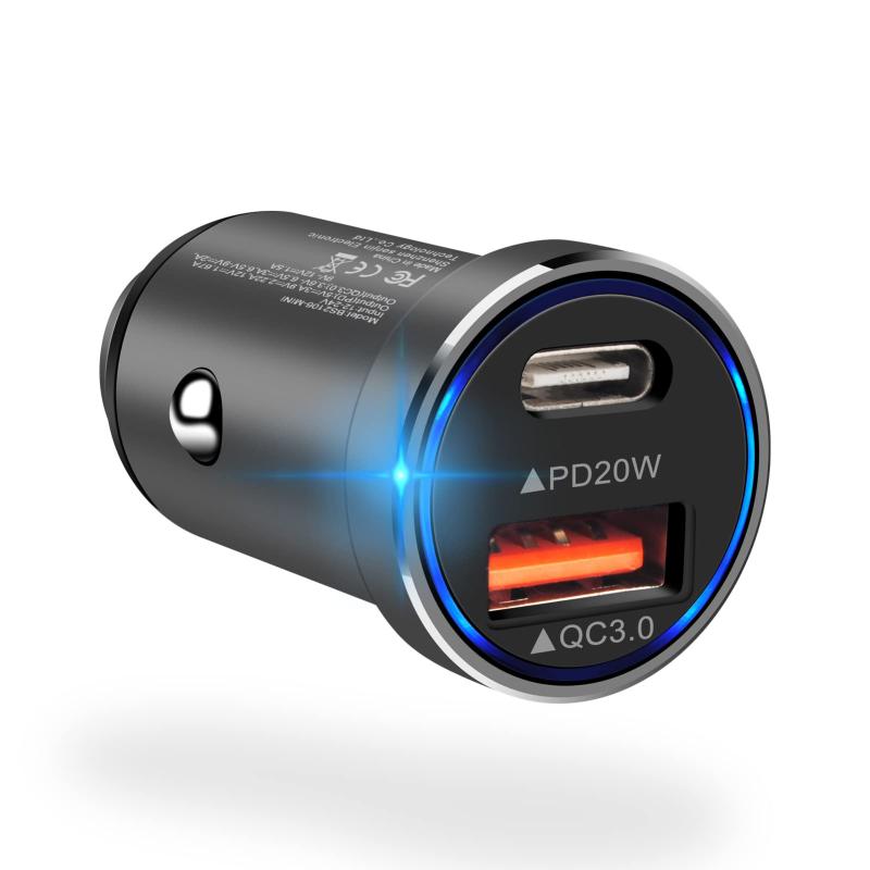 シガーソケット usb 急速充電 カーチャージャー (38W/PD20W + QC18W) 車 充電器 iPoto usb-c 車載充電器 12V 24V ソケット [超小型・全金属製] シュガーソケット iPhone Android