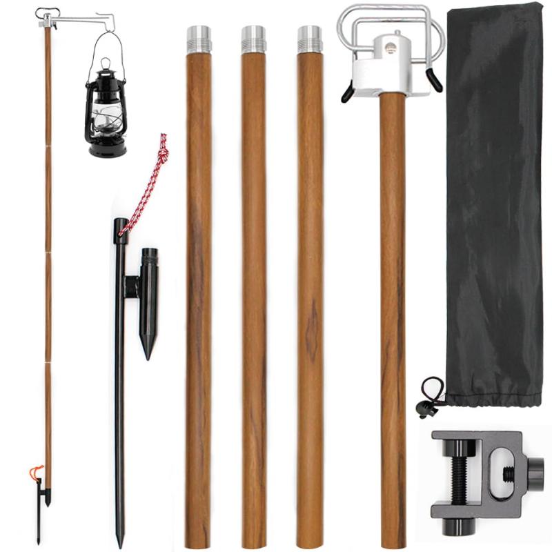 CHENGMAY テーブル ランタンスタンド 収納式ダブルハンガー 直径16mm 打ち込み式 テーブル 2way 軽量 高さ調整 コンパクト キャンプ ランタンポール アウトドア用品 クランプ式 収納ケース付き