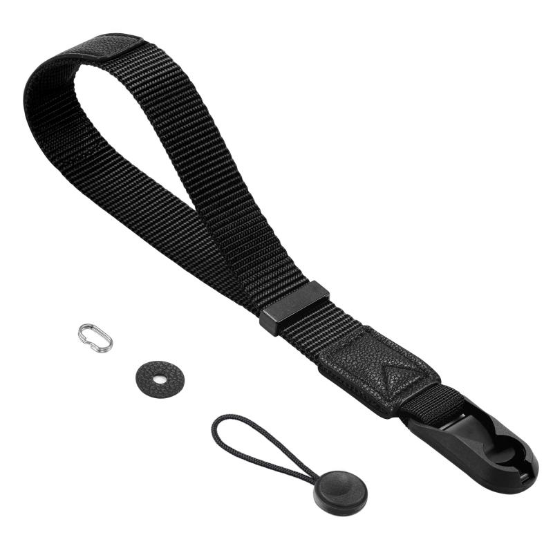 Cobby リストストラップ ハンドストラップ 磁気バックル アンカー設計 ナイロン+革製 一眼レフ・ミラーレス用 楕円リング付 12ヶ月