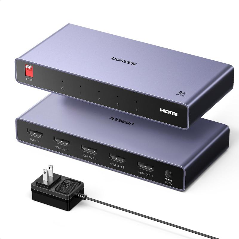 UGREEN HDMI 分配器 1入力4出力 8K@60Hz HDMIスプリッター 4画面同時出力 3D/HDR映像対応 HDCP2.3 【win XP/7/8/8.1/10/11、MacOS、Linux、DVD、PS5/PS4/Xbox/Switch動