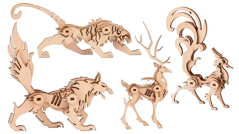 prendre 木製パズル 立体パズル クラフト 3D ウッドパズル 動物 かっこいい インテリア 知育玩具 大人 ..