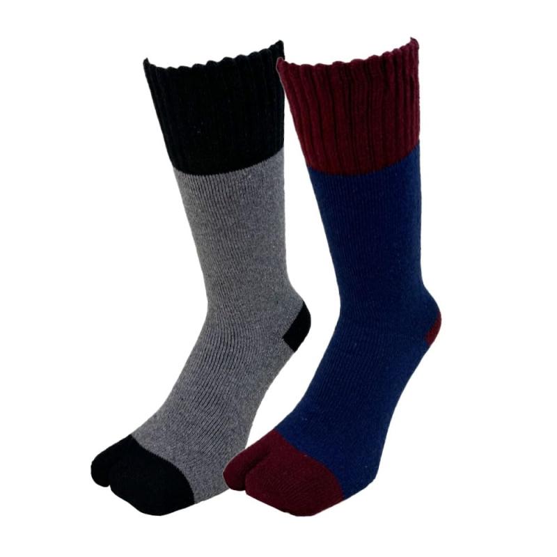 [PAXセレクト] ウール混紡の2足セット暖かいパイル靴下、クッション性と保温性に 指付き（足袋タイプ） 2足組 #1918