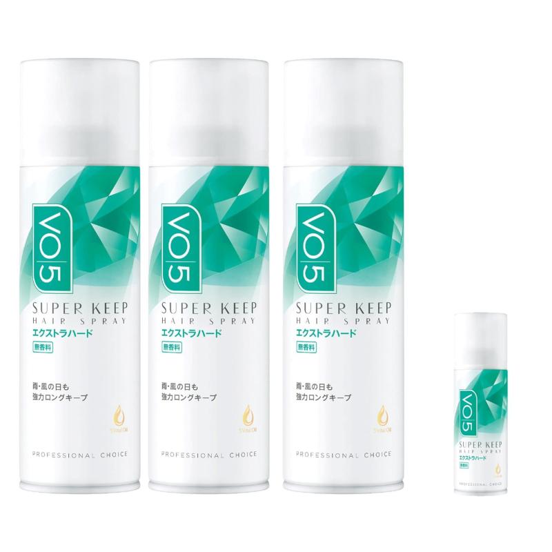 VO5 スーパーキープ ヘアスプレー [エクストラハード] 無香料 330g×3本+おまけ付き (スタイリング 巻き髪 前髪キープ アホ毛)
