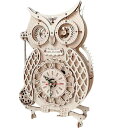 A'sTool 木製 フクロウ 梟 時計 木の玩具 プラモデル ゼンマイ 振り子 インテリア パズル 組み立て オモチャ 大人向け 集中力 指先 トレーニング ...