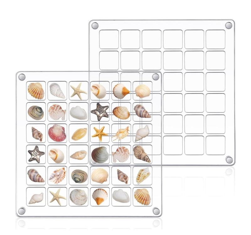 himsyuden 貝殻 ボックス 2個セット 貝殻 ディスプレイケース アクリル製 宝石ビーズストレージ マグネット式 シェル収納ケース ネイルケース 巻貝 ヒトデ ネイル ビーズ 小物入れ 磁気ケース