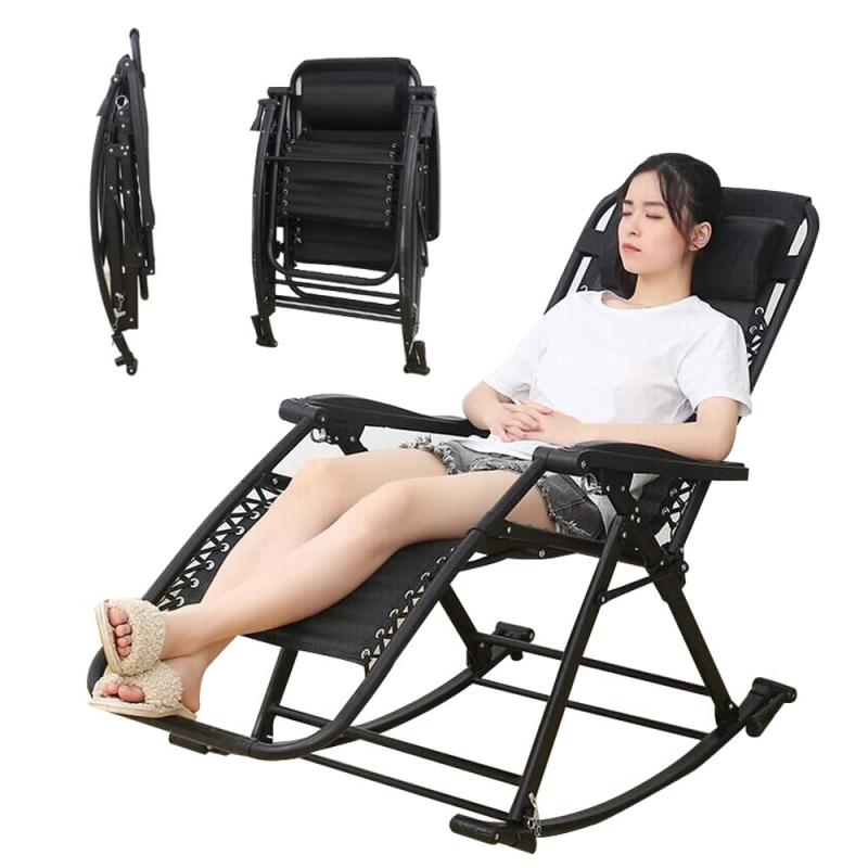 [Esluve]ロッキングチェア 折り畳み式 揺れる椅子 背もたれ調整可能 リラックスチェア 折りたたみ昼寝チェア 通気性 多機能 心地よく揺れ [メーカー一年]