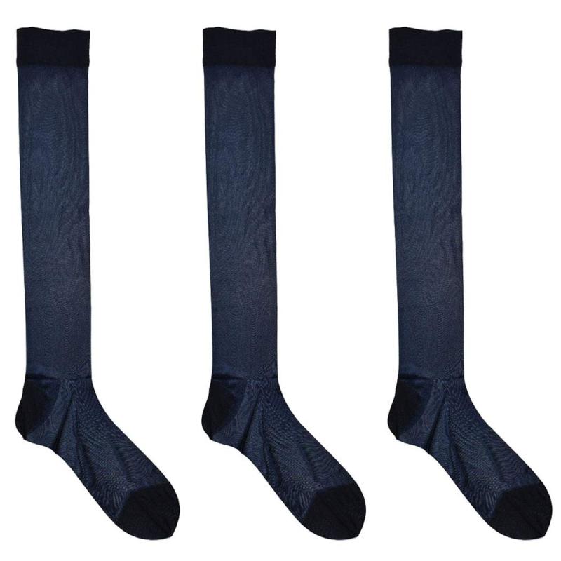 (モア) MORE メンズ 日本製 シルスペリオール ハイソックス 3足セット 25-27cm ネービー 紳士 靴下 ビジネス つま先 かかと補強