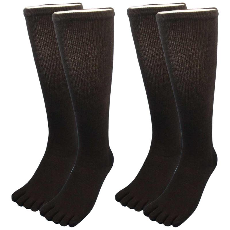 [仕事人] 靴下 メンズ 超ロングハイソックス 5本指 軍足 2足組 黒 24.5～27cm のびのび綿素材で履き心地爽やか 615TT