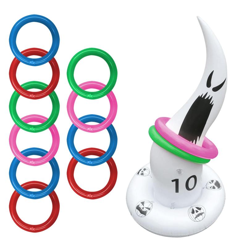 【LEISURE CLUB】ハロウィン ゲーム おもちゃ 輪投げセット 風船型 柔らかい 蜘蛛 魔女 ...