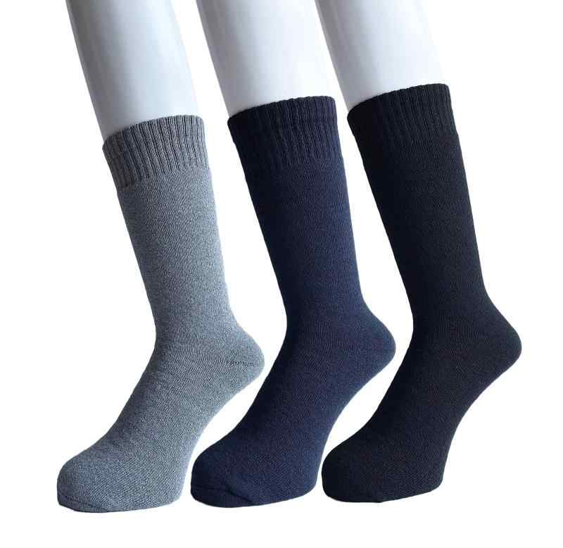 ソックス メンズ 厚手 冬 パイルソックス 靴下 ビジネス 冬用 ゆったり口ゴム 綿混 無地 3足セット（色はお任せ）
