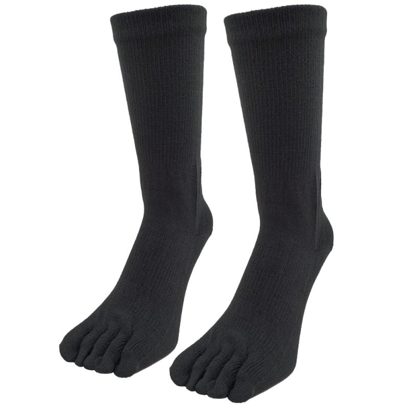 [PAX ASIAN] ガチで暖かい 防寒ソックス 遠赤 (三菱レーヨン社のセラフィ)＋ 抗菌防臭 ウール混 履き易い 5本指ソックス 黒 2足組 #590