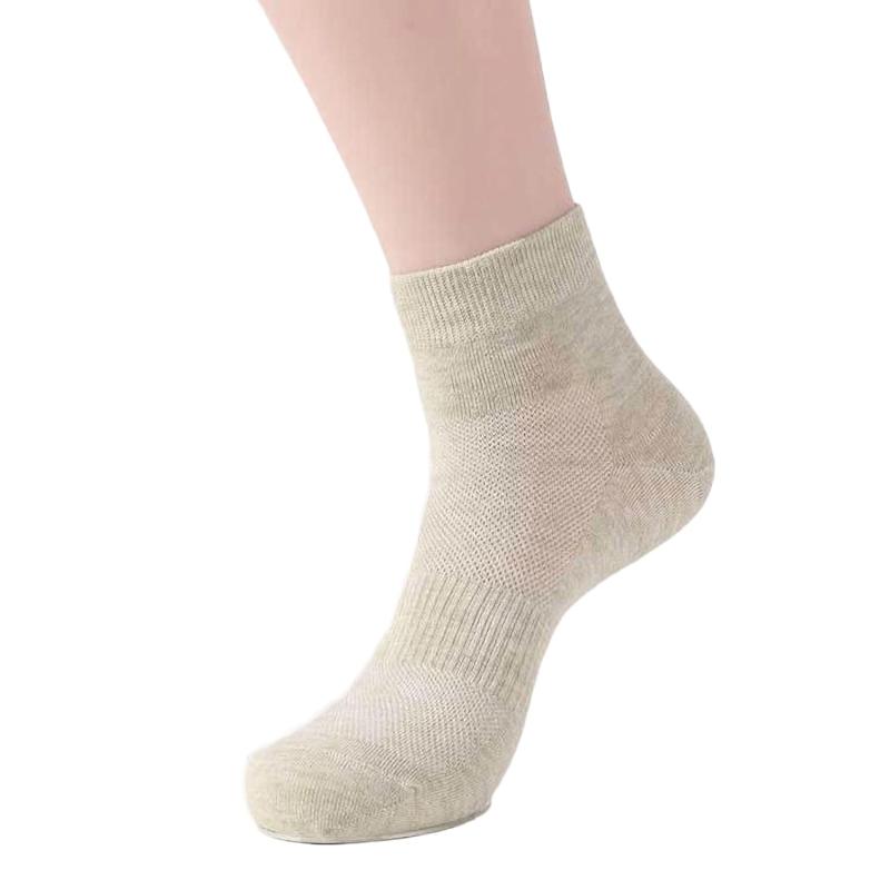 靴下 ソックス 抗菌 消臭 防臭 メンズ レディース ミドル丈 におい対策 デオドラント 銅イオン テラヘルツ 23cm-27cm ビジネスソックス クルーソックス スニーカーソックス (ミドル丈, ベージ