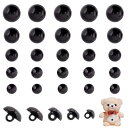 PH PandaHall 目玉ボタン 5サイズ ブラックボタン 300個 ぬいぐるみの目 人形の目 手芸用の目 動物の目 メイキング用 黒いの目 かぎ針編みの人...