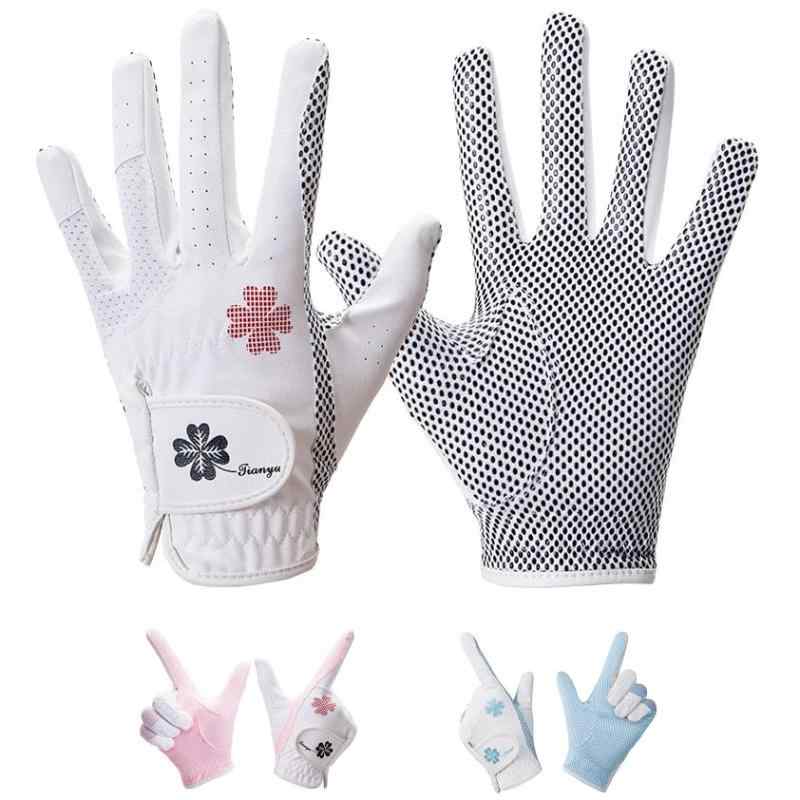 ゴルフグローブ レディース 両手 手袋 高いグリップ力 高い通気性 PUレザー マイクロファイバー TYS-021