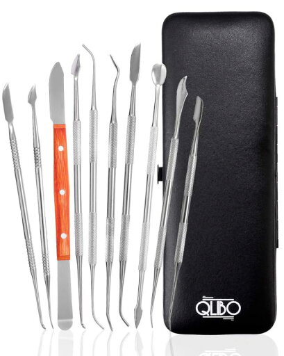 QLIBO スパチュラ セット 造形 粘土細工 ステンレス製 ヘラ 10本セット 初心者~上級者 専用ケース付き QLIBO スパチュラ セット 造形 粘土細工 ステンレス製 ヘラ 10本セット 初心者~上級者 専用ケース付き