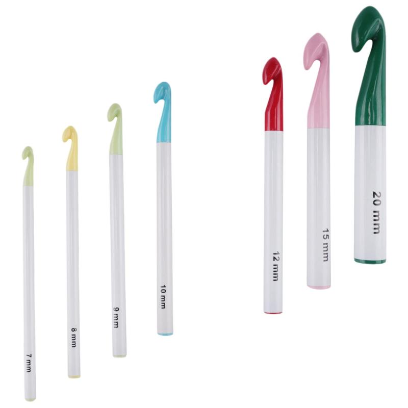 Ahvqevn かぎ針編みフックセット、7/8/9/10/12/15/20Mmプラスチックハンドルかぎ針編みフック編み針太いヘッドツールDIYクラフトアクセサリー