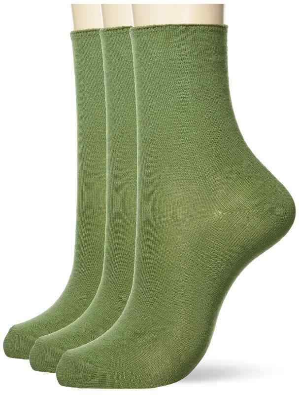 [ハダシトイト] クルーソックス 綿混コーマクルー ライム