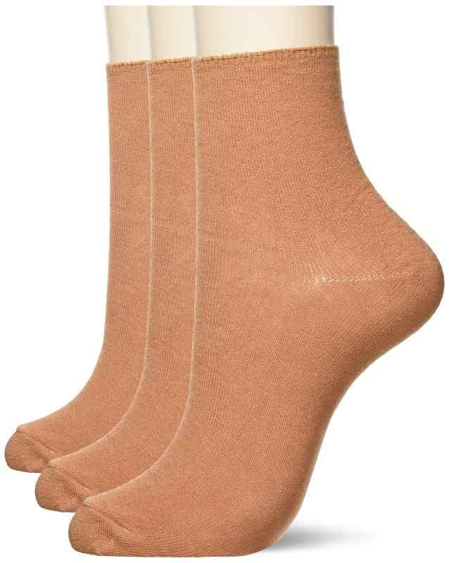 [ハダシトイト] クルーソックス 綿混コーマクルー キャラメル