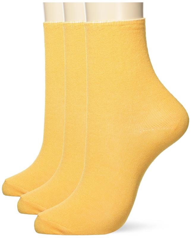 [ハダシトイト] クルーソックス 綿混コーマクルー パパイヤ