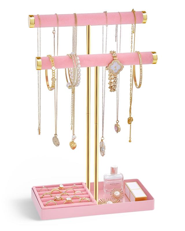 Lolalet アクセサリー整理 ジュエリースタンド ネックレスホルダー 多機能収納 簡単組み立て 小物 香水 腕時計 ピアス 指輪