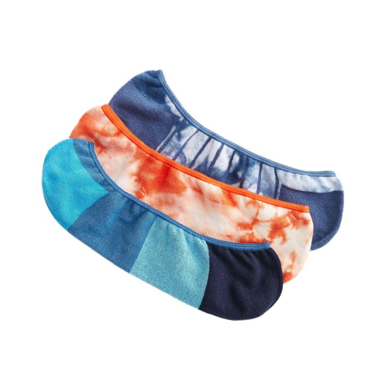 楽天タロットマスター（ジェイクルー）J.crew メンズ Men's 靴下 ソックス 3組セット No-show Socks 3-pack フットカバー ノーショー （L-XL, Orange Tie Dye Stripe Multi） [並行輸入品]