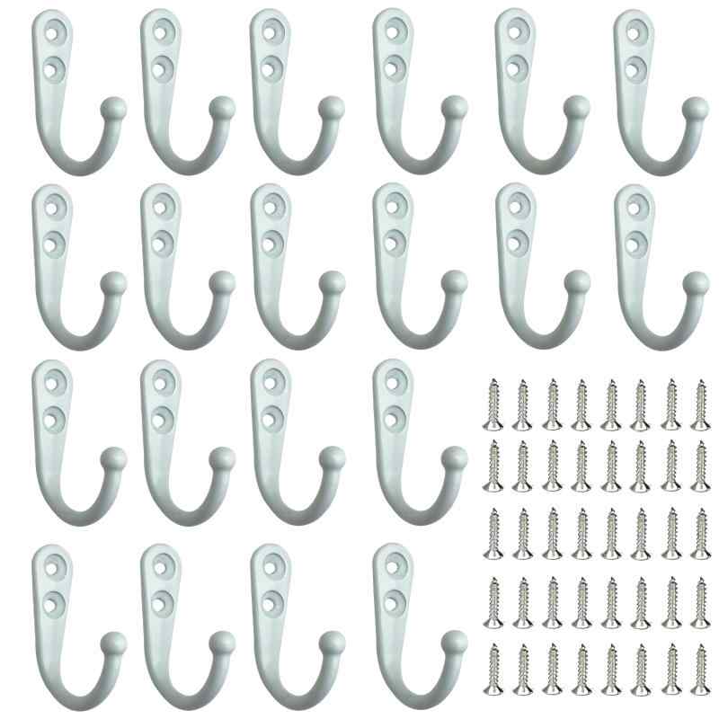 MHSKNHW 壁掛けフック 20個セット 高耐荷重 ネジ付き 金具 壁付け ウォールフック コート ハンガー 帽子掛け コート掛け 吊り下げ収納 玄関 浴室 キッチン用 落下防止