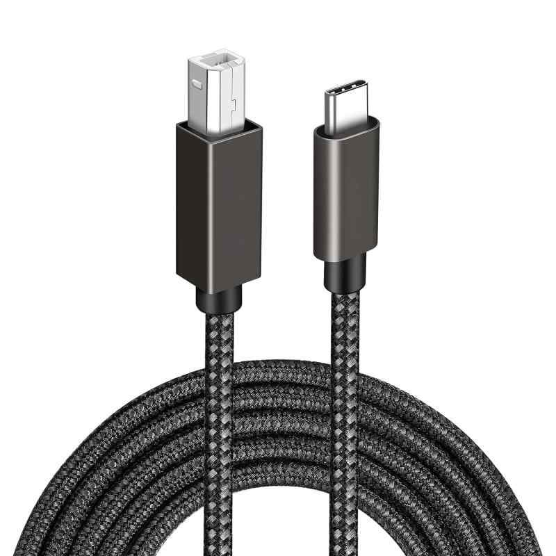 LpoieJun USB Type C プリンターケーブル - USB 2.0 Type C to B オス - スキャナー/MIDI対応 高耐久性ナイロン編み （ヤマハカシオデジタルピアノMIDIコントローラーDJコントローラー適用）