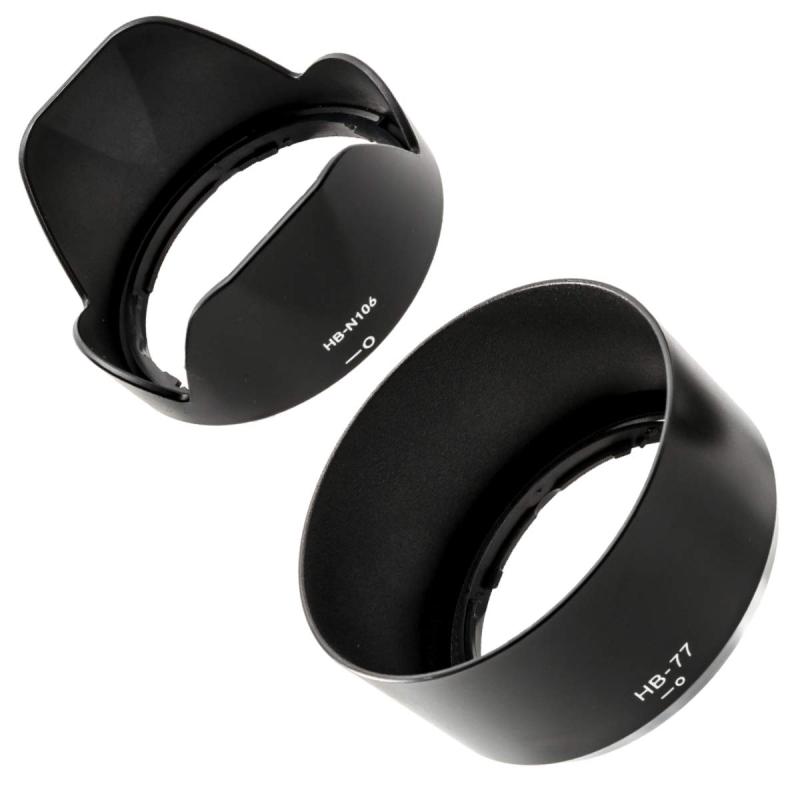 ZEROPORT JAPAN Nikon 一眼レフ D3400 D5600 D5300 AF-P ダブルズームキット 用 レンズフード 互換品 2個セット (HB-N106 + HB-77)