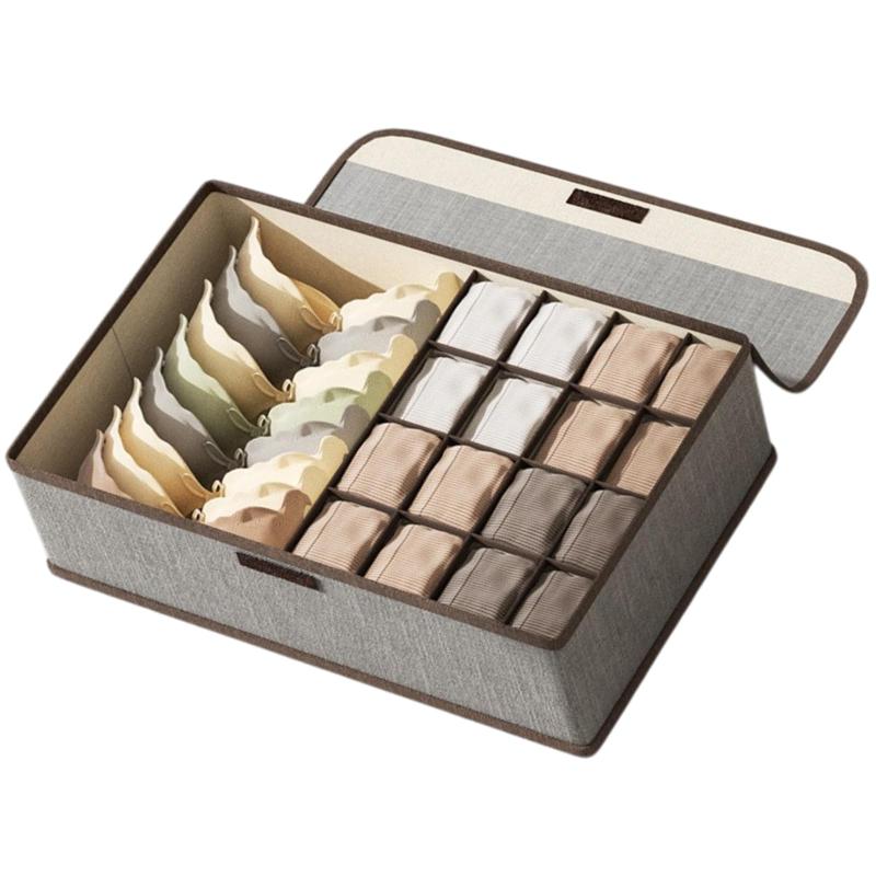 下着収納ボックス 引き出し収納 防塵カバー付き 折りたたみ 収納整理 仕切り付き おしゃれ 収納ケース 17ポケット ブラジャー 靴下 ハンカチ タオル ネクタイ 衣類収納 軽量 ＆ スッキリ整