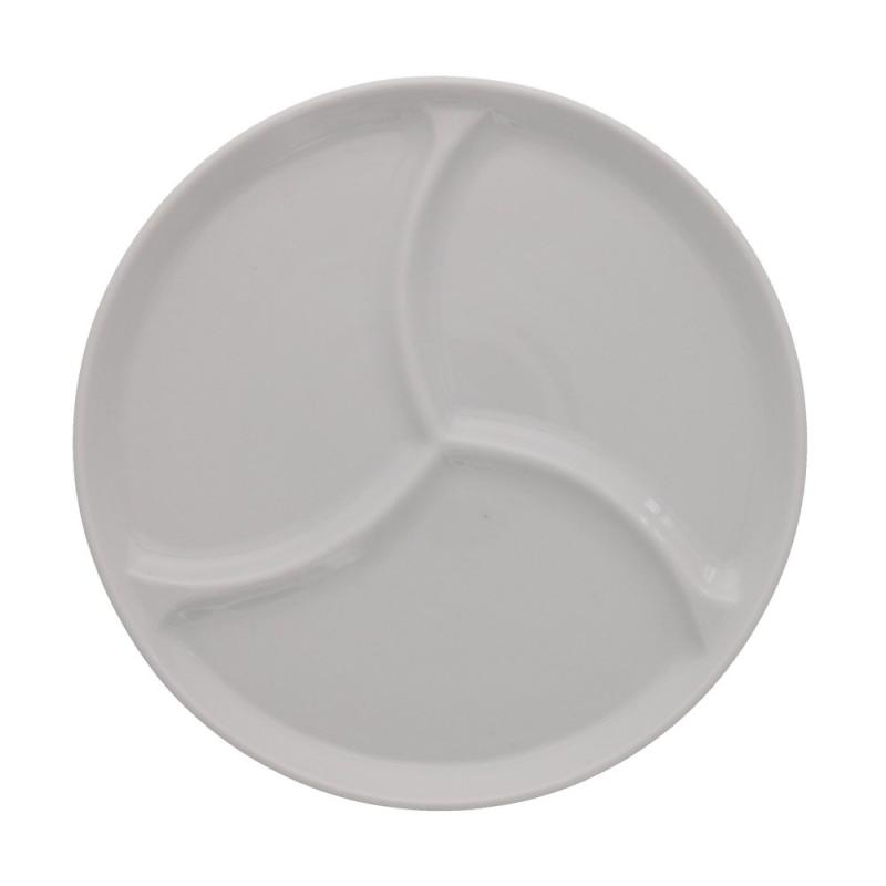 テーブルウェアイースト 3つ仕切り皿 ラウンド 22cm ホワイト